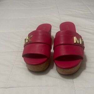 Michael Kors Fuchsia Mules with Gold Accents
